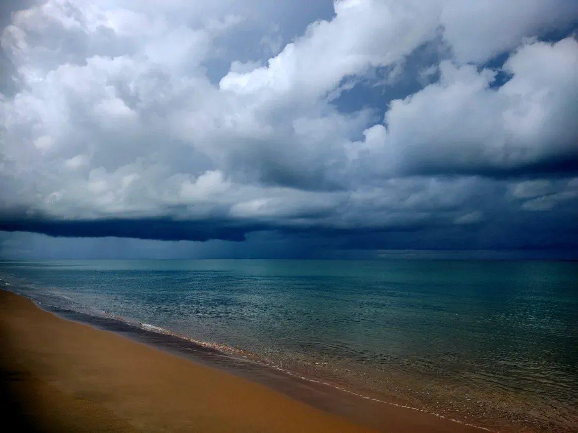 Dark storm clouds building over the Coral Sea off Far North Queensland